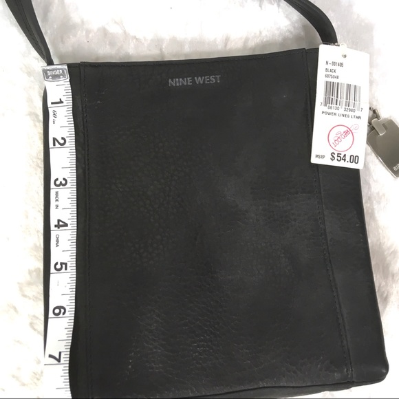 New! Nine West Black Leather Satchel Shoulder Bag - Picture 4 of 6